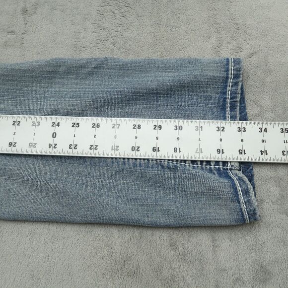 Request Jeans Mens Size 32x32 (34x33 Real) Blue Straight Leg Thick Stitch Denim - Picture 4 of 15